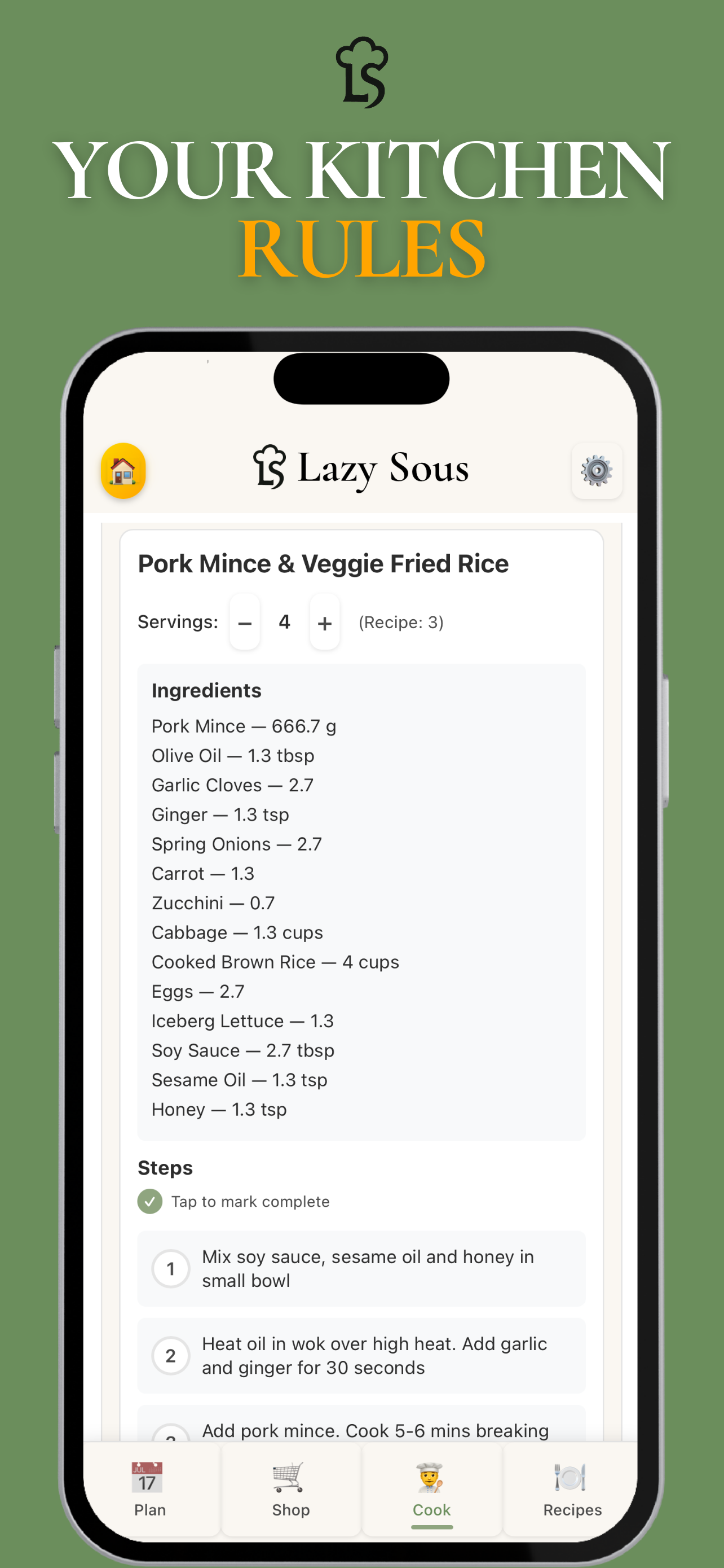 Lazy Sous shopping list