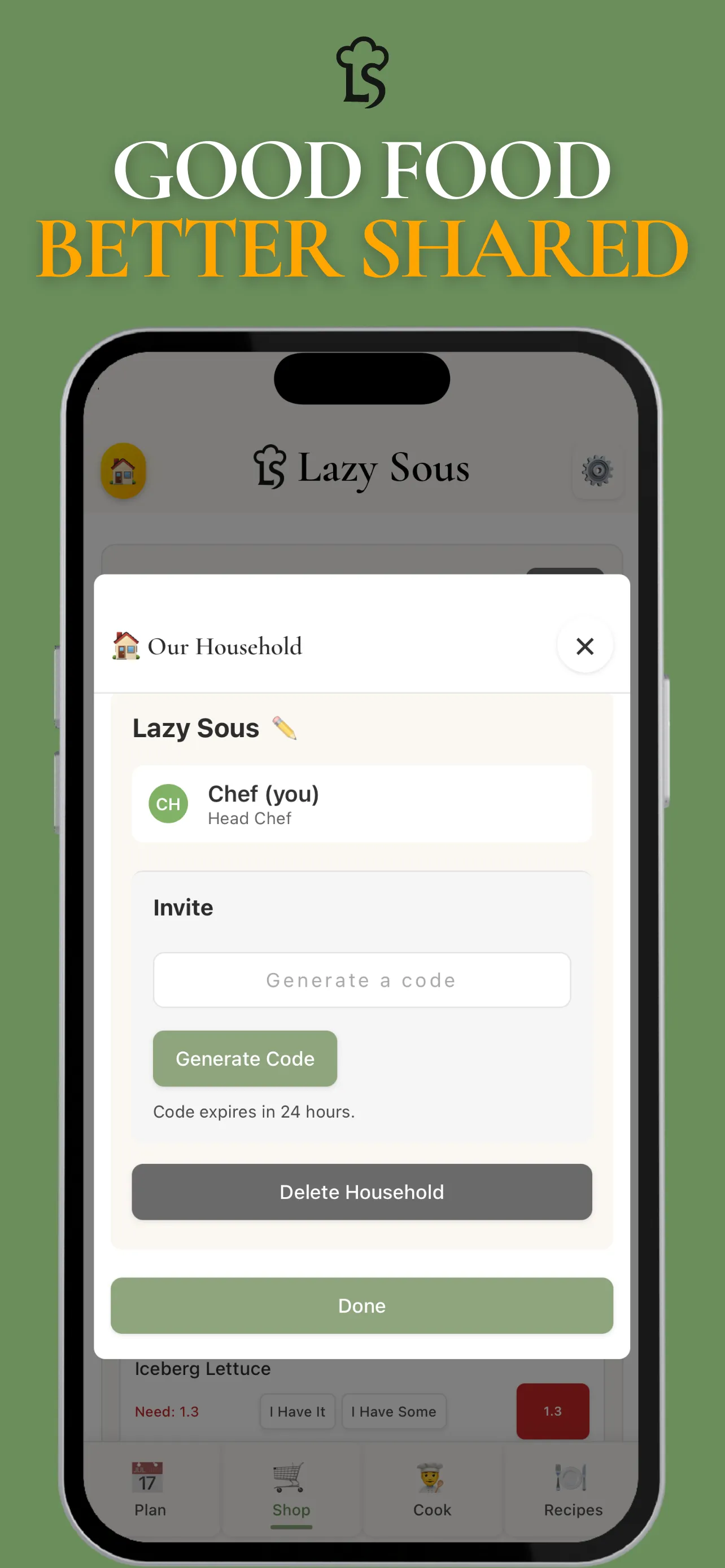 Lazy Sous cook mode keeping screen awake with step-by-step cooking instructions